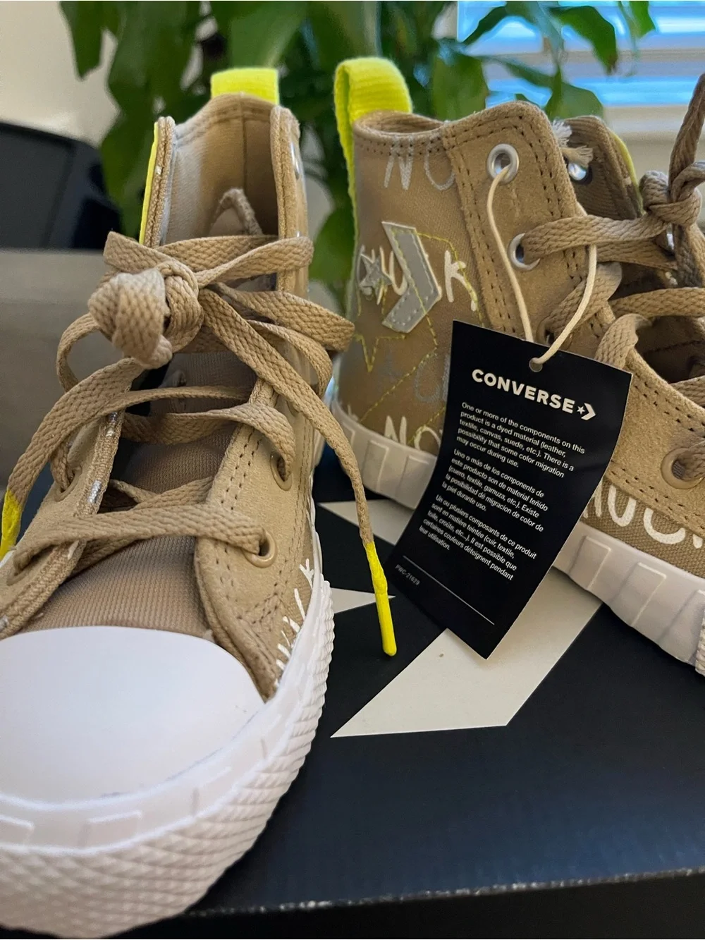 Converse UNT1TL3D Hi 'Not a Chuck High-Top Canvas Khaki Neon Accents